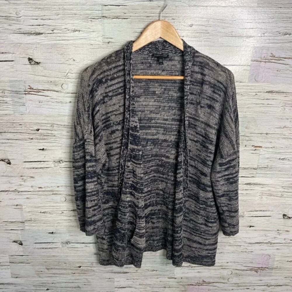 Eileen Fisher  Organic Linen gray sweater Cardigan Grey Size small
